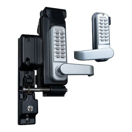 Lockey Usa Mechanical Keyless Surface Mount Gate Lock, Double Sided, Satin Chrome GL2SCMGDC